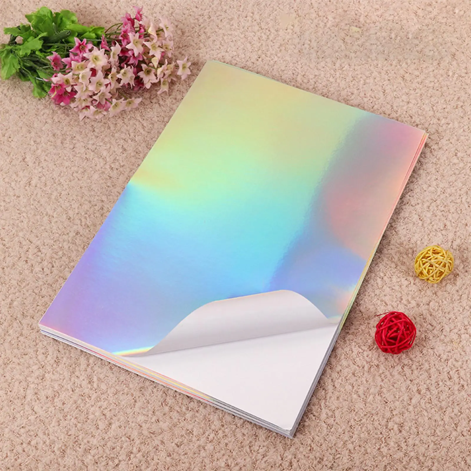 Holographic Sticker Paper Waterproof Glossy Dries Quickly Vivid Colors Rainbow Sticker for Inkjet Printer