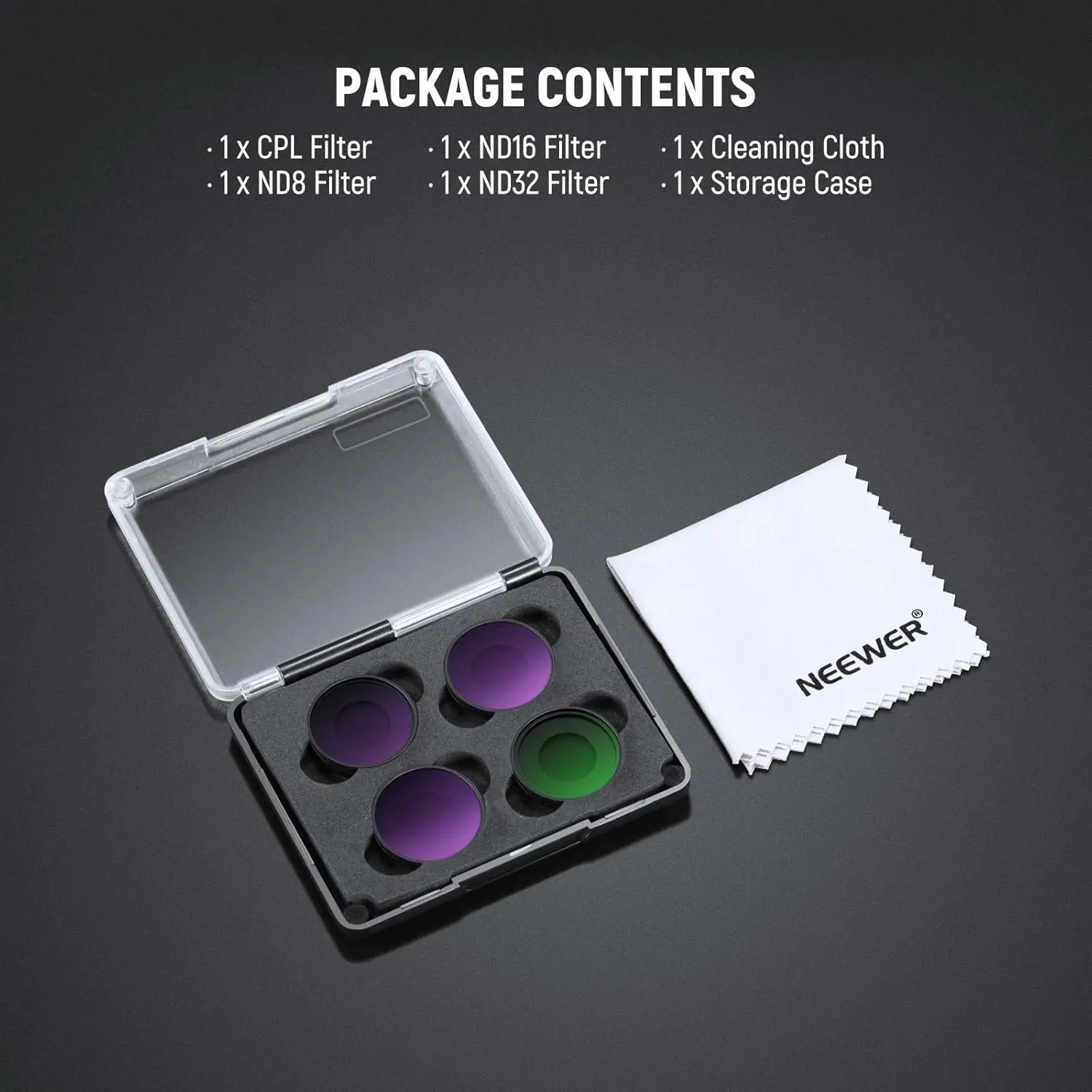 NEEWER ND Filter Set HD Optisches Glas Slim Frame Action Kamera Zubehör für Insta360 GO Ultra (CPL/ND8/ND16/ND32) – Detail 8