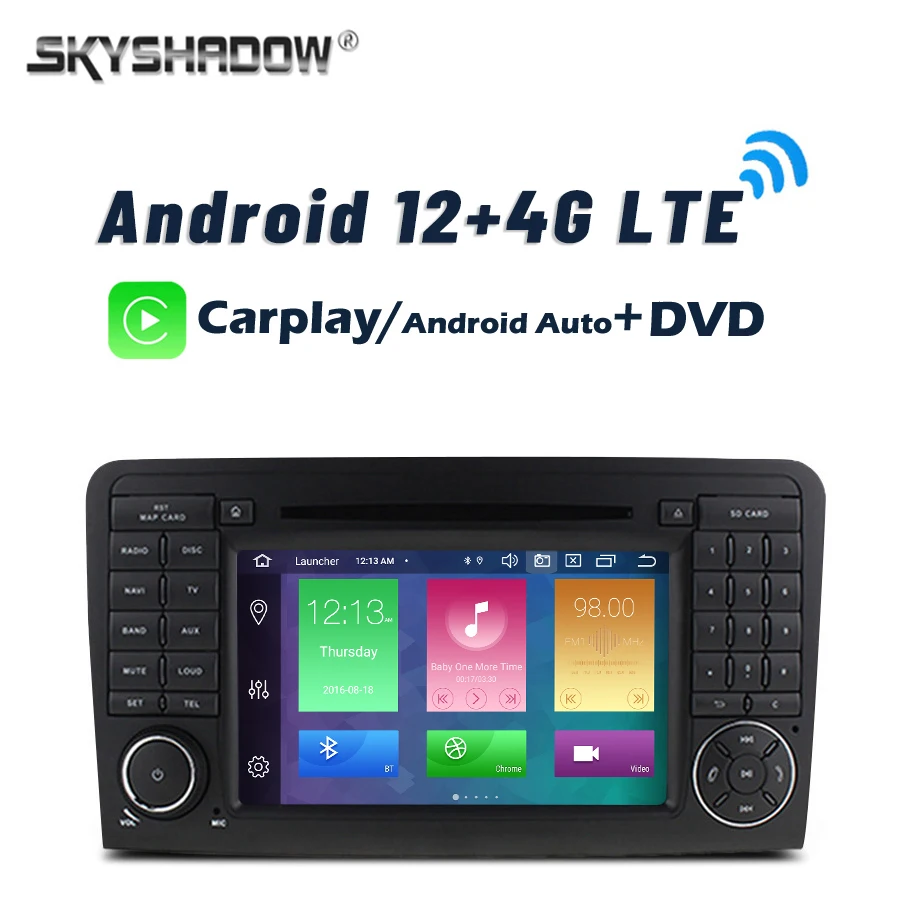 DVD Carplay DSP 4G LTE Android 12.0 8G+128GB 8Core Car Player RDS Radio Bluetooth 5.0 For Benz W164 ML300 ML350 ML450 ML500 X164