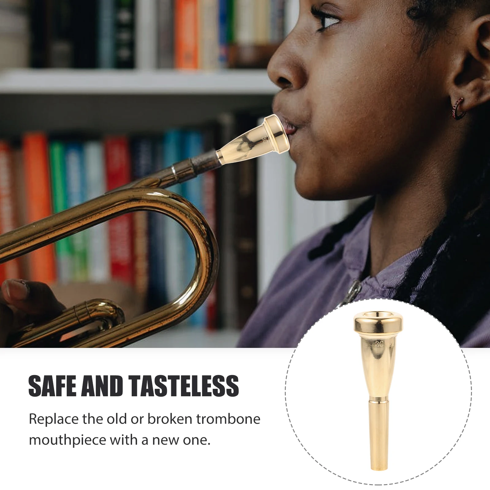 

Small Size Copper Trumpet Mouthpiece Replacement Sleek White Durable Musical Mouthpiece for Performance Use Trumpet Accessories