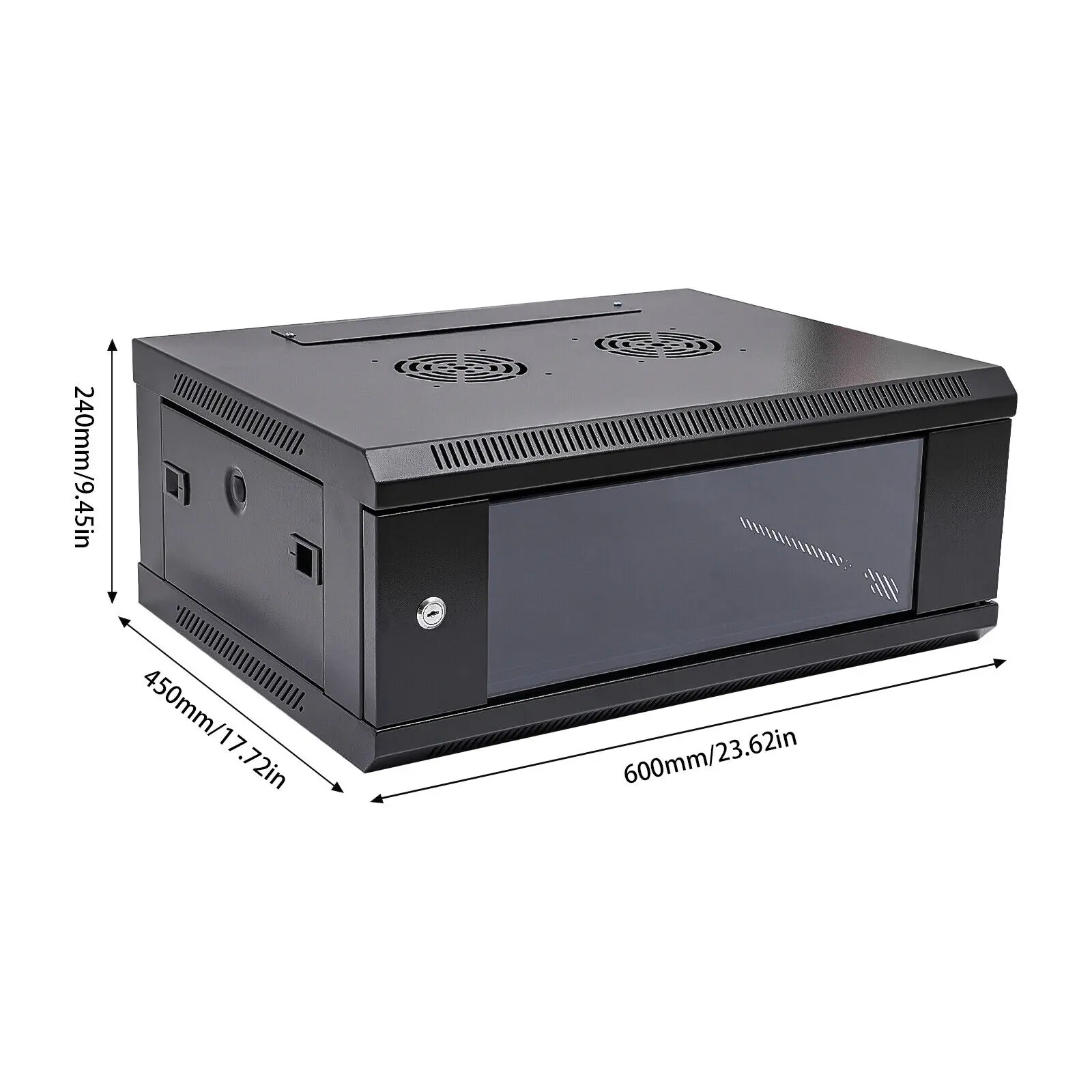 Gabinete de montagem na parede com porta trancada, Modern Network Rack, Black Enclosure, 4U