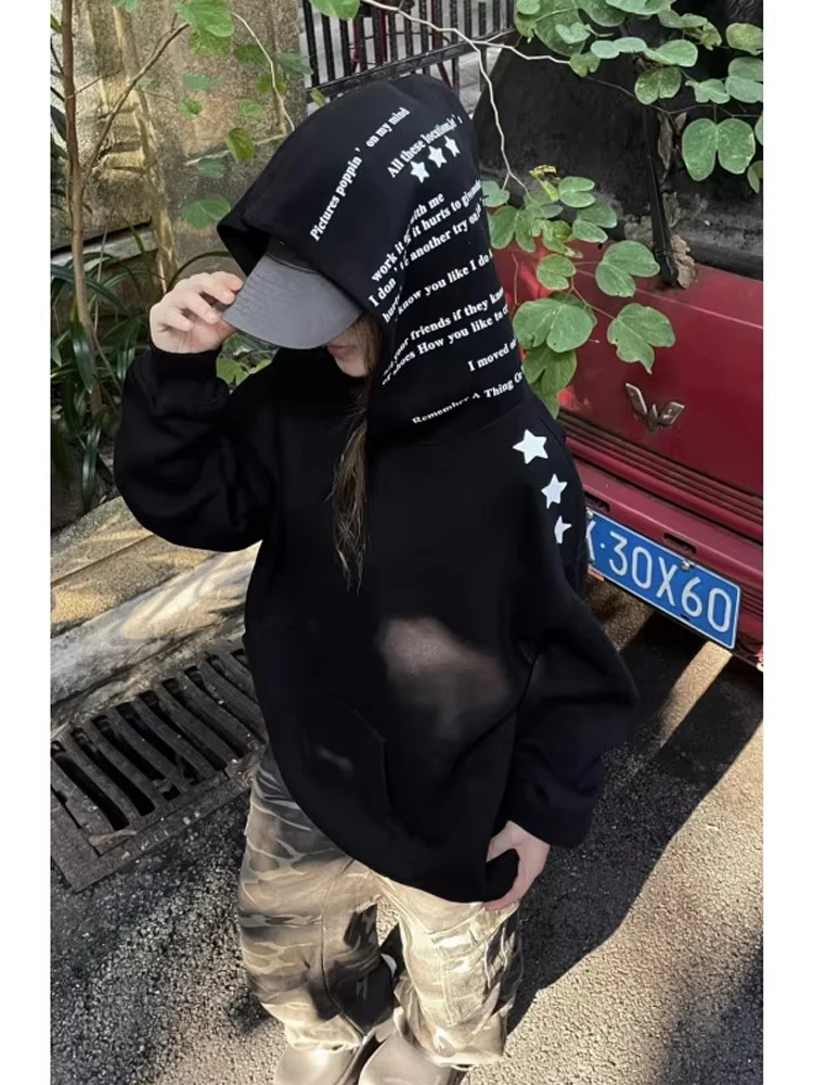 سترة بقلنسوة مطرزة من American High Street للرجال كبيرة الحجم وثقيلة الوزن كاجوال متعددة الاستخدامات للأزواج في موسم الخريف ملابس الشارع