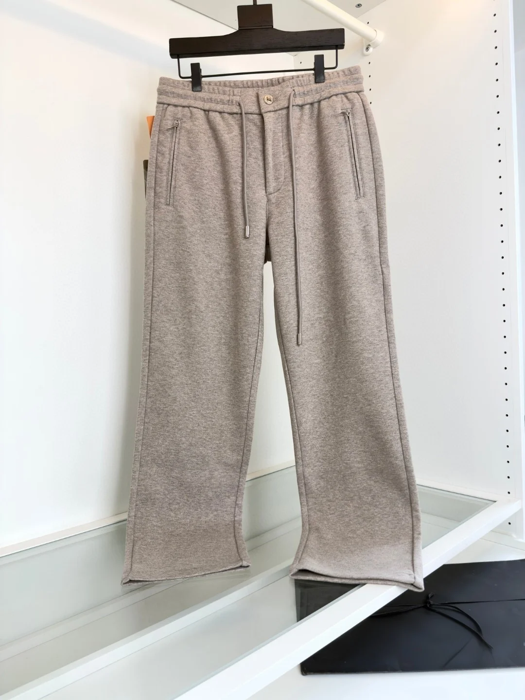 

Italian Sle Men's Autumn Winter Wool Blend Casual Pants Elastic Waist Dstring Straight Leg Simple Warm Casual Trousers