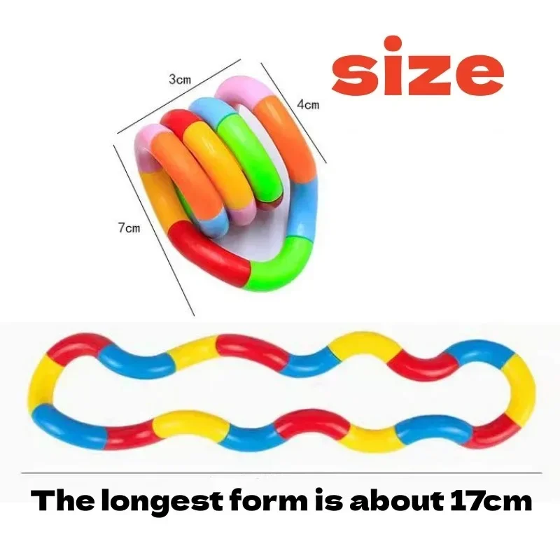 2/5Pcs Deformable Rope Fidget Twisting Rrainbow Color Sensory Hand-Eye Coordination Toy Anxiety Relief Finger Best Toy Everyone