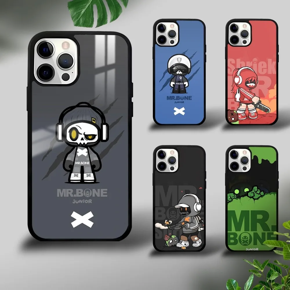 

Cartoon Mr.Bone Phone Case For iPhone 16 15 14 13 12 11 Pro Xs Max Mini Plus Celulares Hard Funda