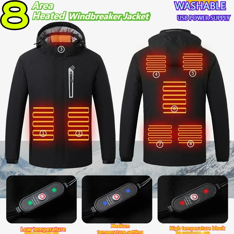 USB Heated Jacket Men -9℃ Body Warmer Electric Thermal Windbreaker Women Waterproof Snowboard Motorcycle Hiking Ski Winter Parka