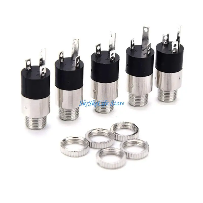 E65E 5Pieces Metal 3.5Mm Sound Jacks Connector Female Socket For Speaker DIY Repair