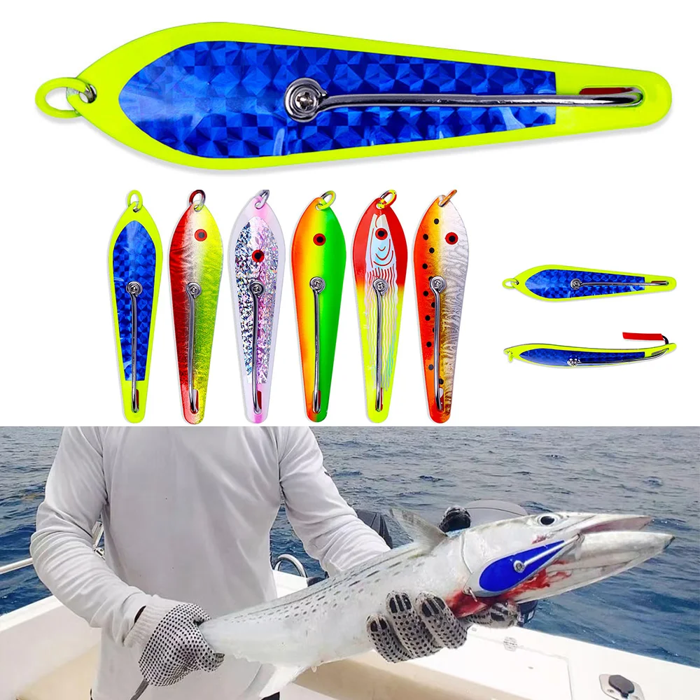 Big Spoon Lure 4.84inch 30g Drone Trolling Spoon Wahoo Mahi Fishing Metal Sequin Bait Boat Deep Sea Fishing Jig Hook Lure Bass