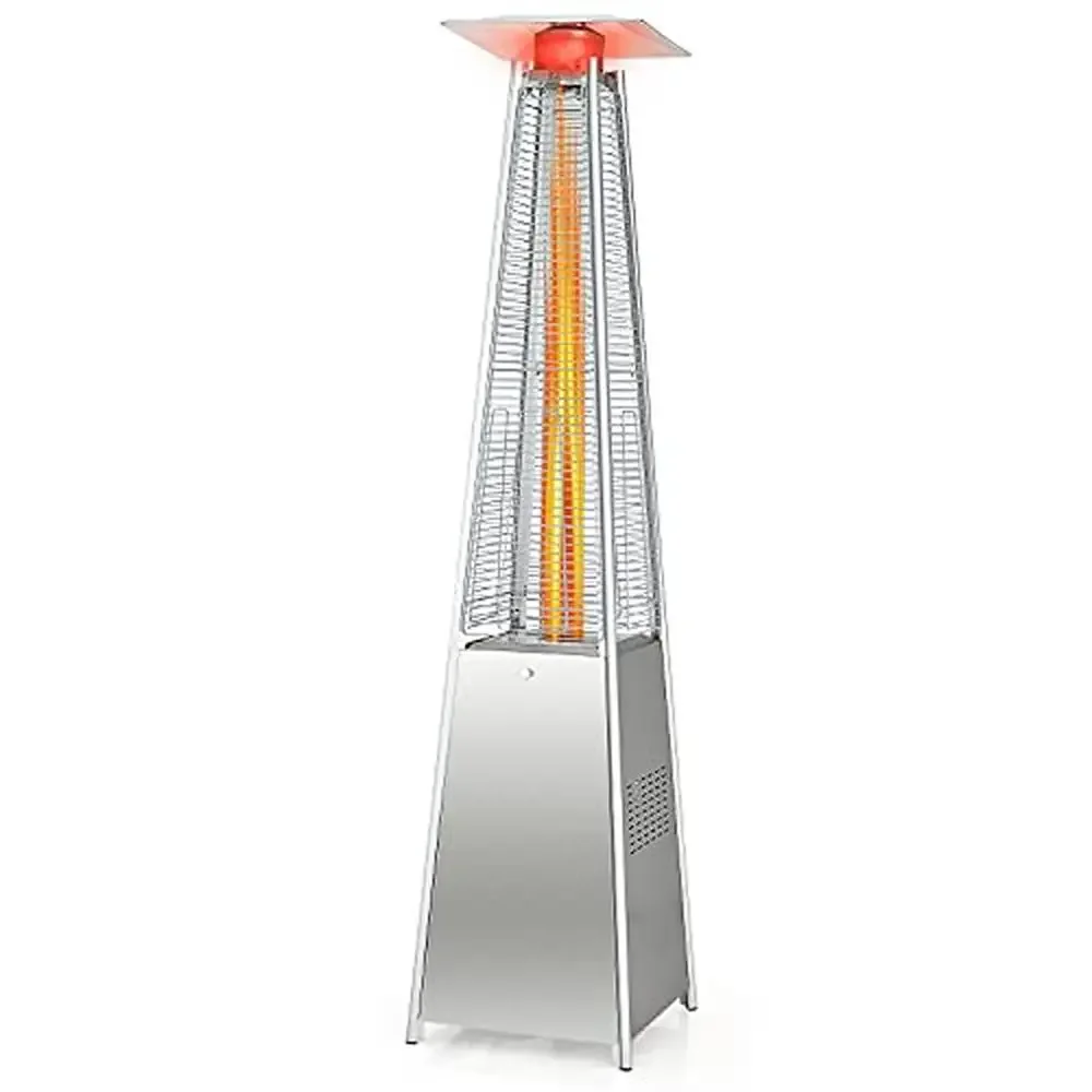 90-inch Outdoor Patio Heater 42000 BTU Portable Pyramid Propane Heater with Wheels Quartz Glass Tube Auto Shut Off Protection