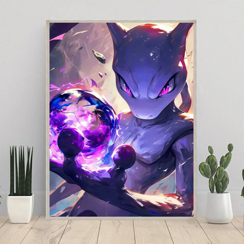 Cartoon Mewtwo Pokemon Diamond Painting 2024 New Arrivals 5D Full Cross Stitch Kit Mosaic Embroidery Home Decor Children Gift