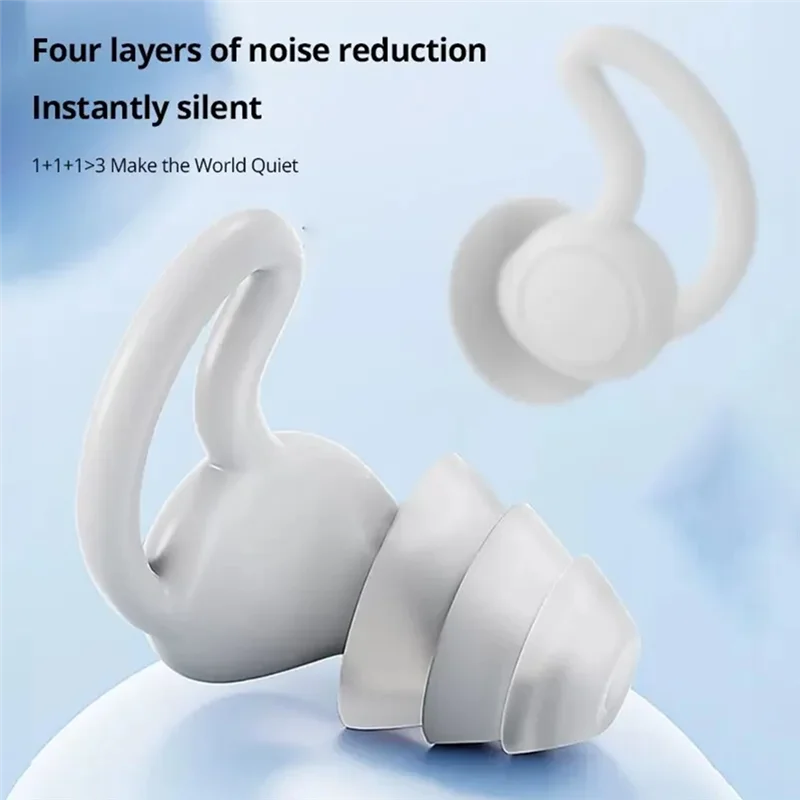 AA08-Soundproof Earplugs Three Layer Silicone Earplugs Waterproof Swimming Ear Plugs Sleep Noise Reduction Comfortable Durable E