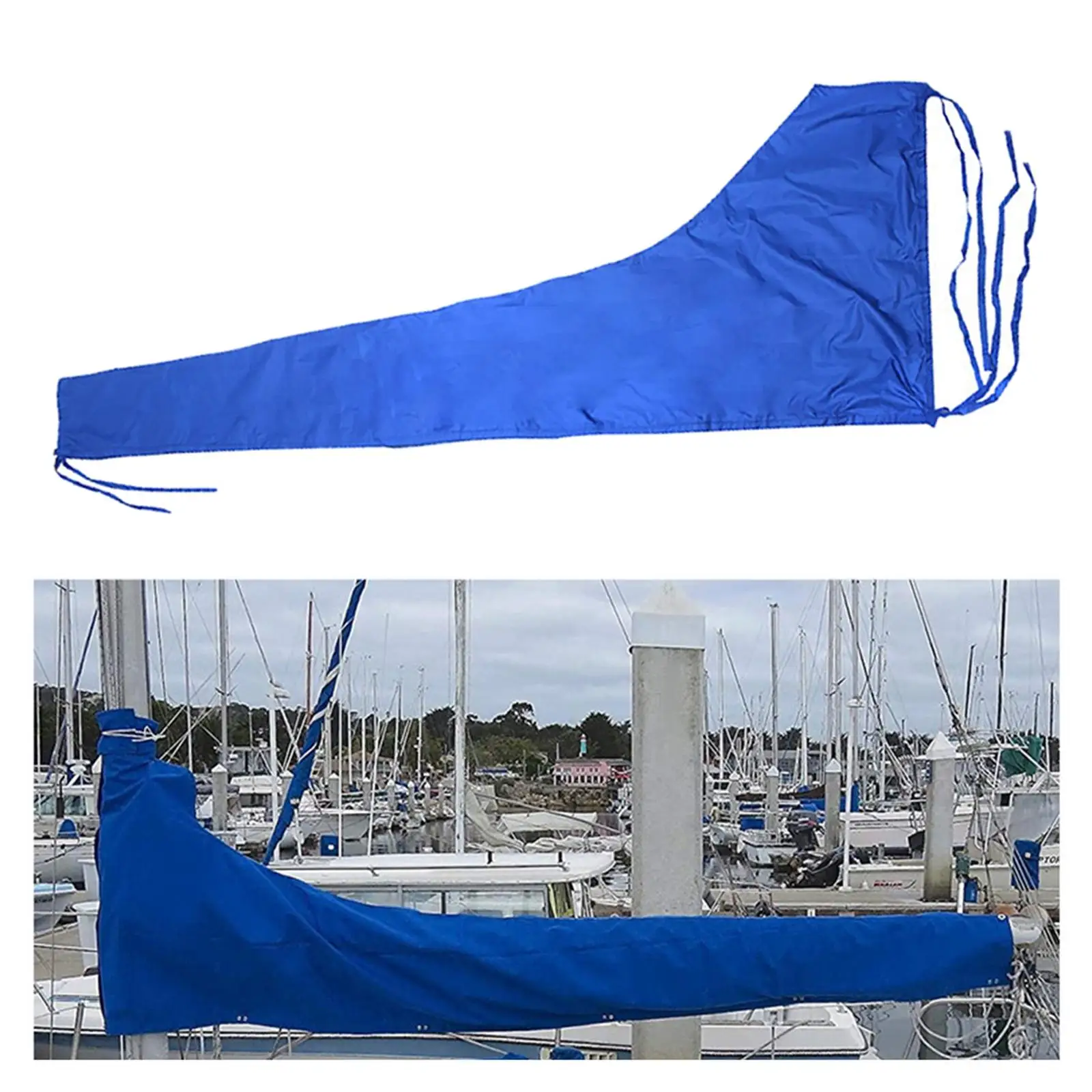 Elastic Bottom Mainsail Boat Sail Dustproof Cover Adjustable Strap Waterproof Oxford Cloth for Outdoor Marine Use