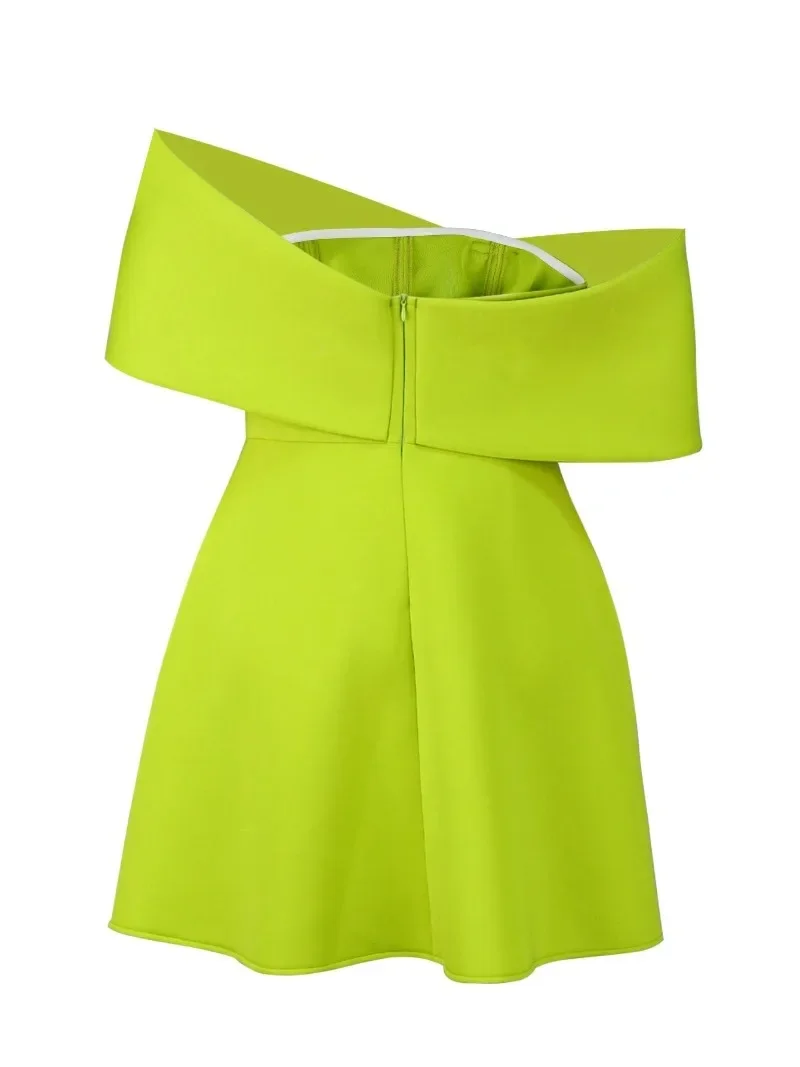Women Green Sweet Birthday Party Dress Bow Off Shoulder Knee Length Slim Package Hip Gown Plus Size Formal Evening Event Robse