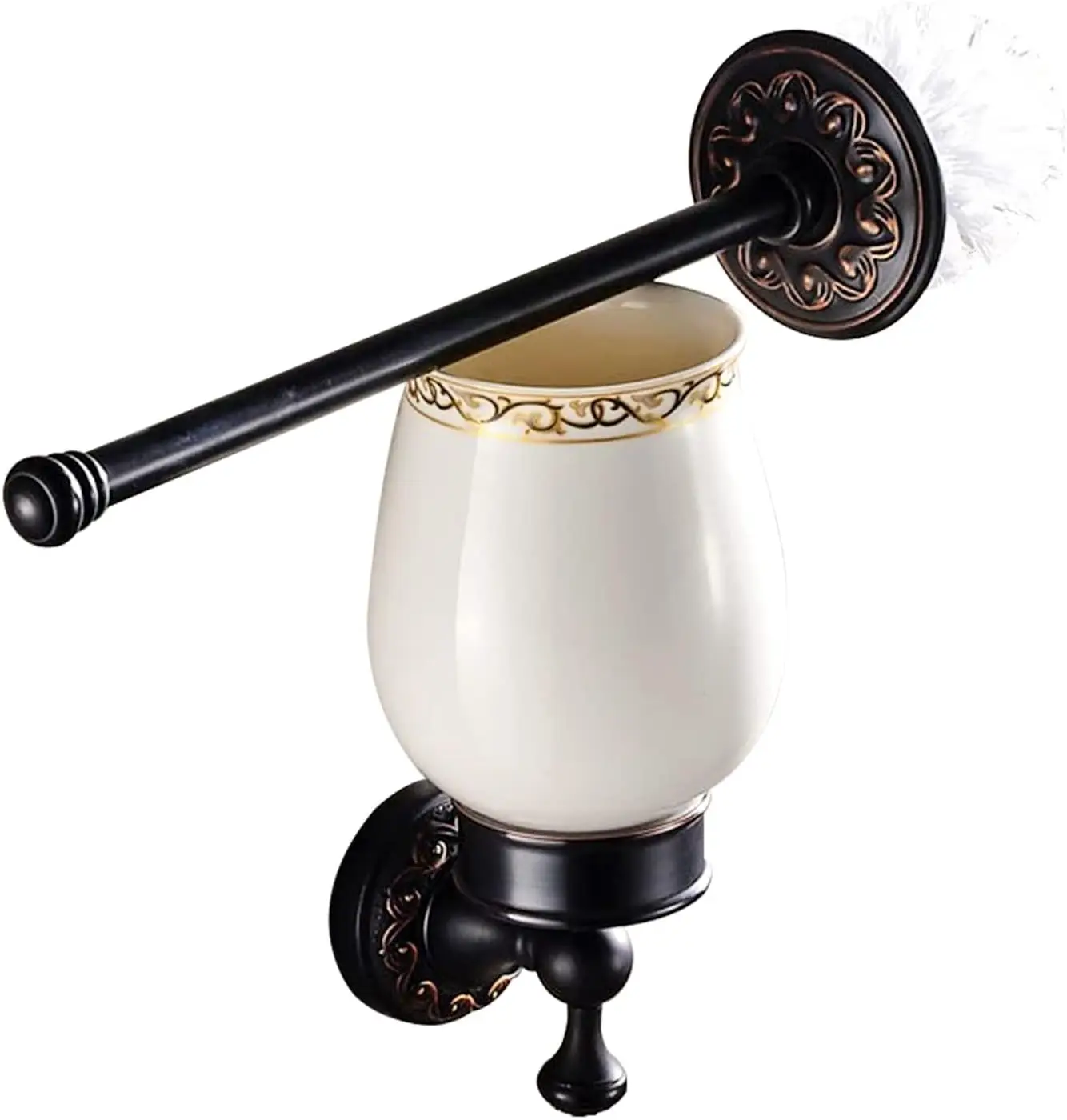 

Bronze Toilet Brush Holder,Oil Rubbed Bronze Toilet Brush Plunge Retro Toilet Bowl Brush Bathroom Accessories Wall Mounte