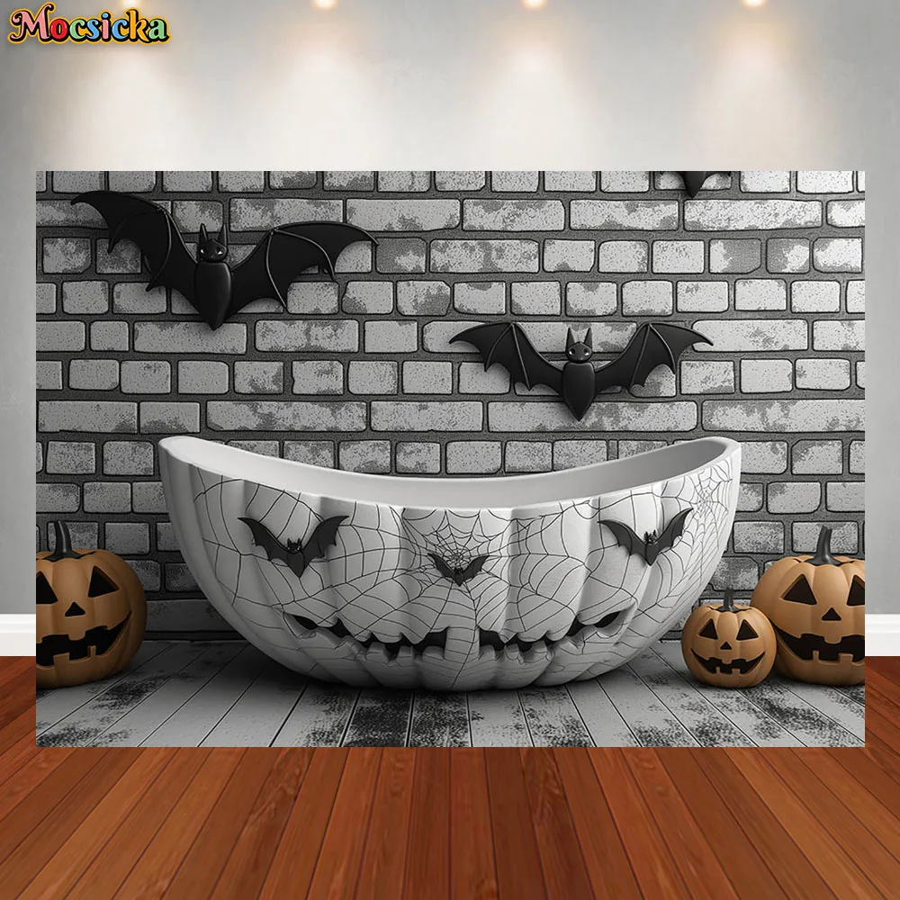 Halloween Photography Background Horror Pumpkin Moon Castle Holiday Decorations Backdrop Kids Party Supplies For Studio Props