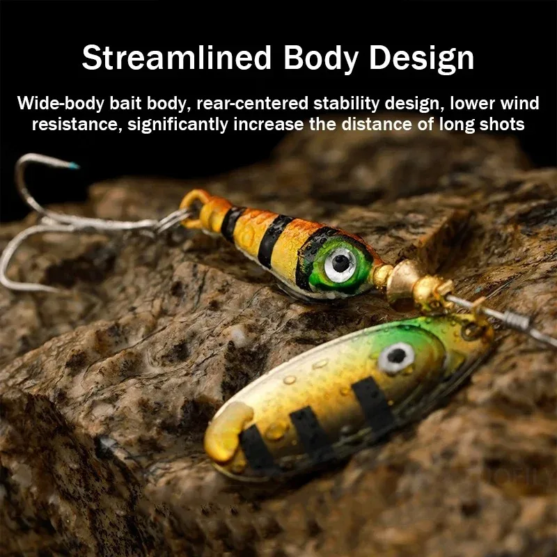 

9g 7cm Rotating Metal Spinner Fishing Lures Rotating Sequin Artificial Hard Baits Crap Bass Pike Treble Hook Fishing Tackle