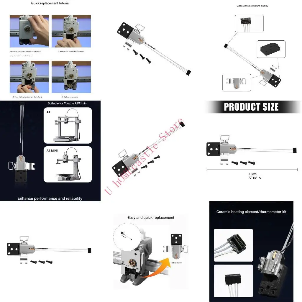 63HF Ceramic Zirconia Heat Break Heating Assembly For 3D Printer Hot End Maintenance