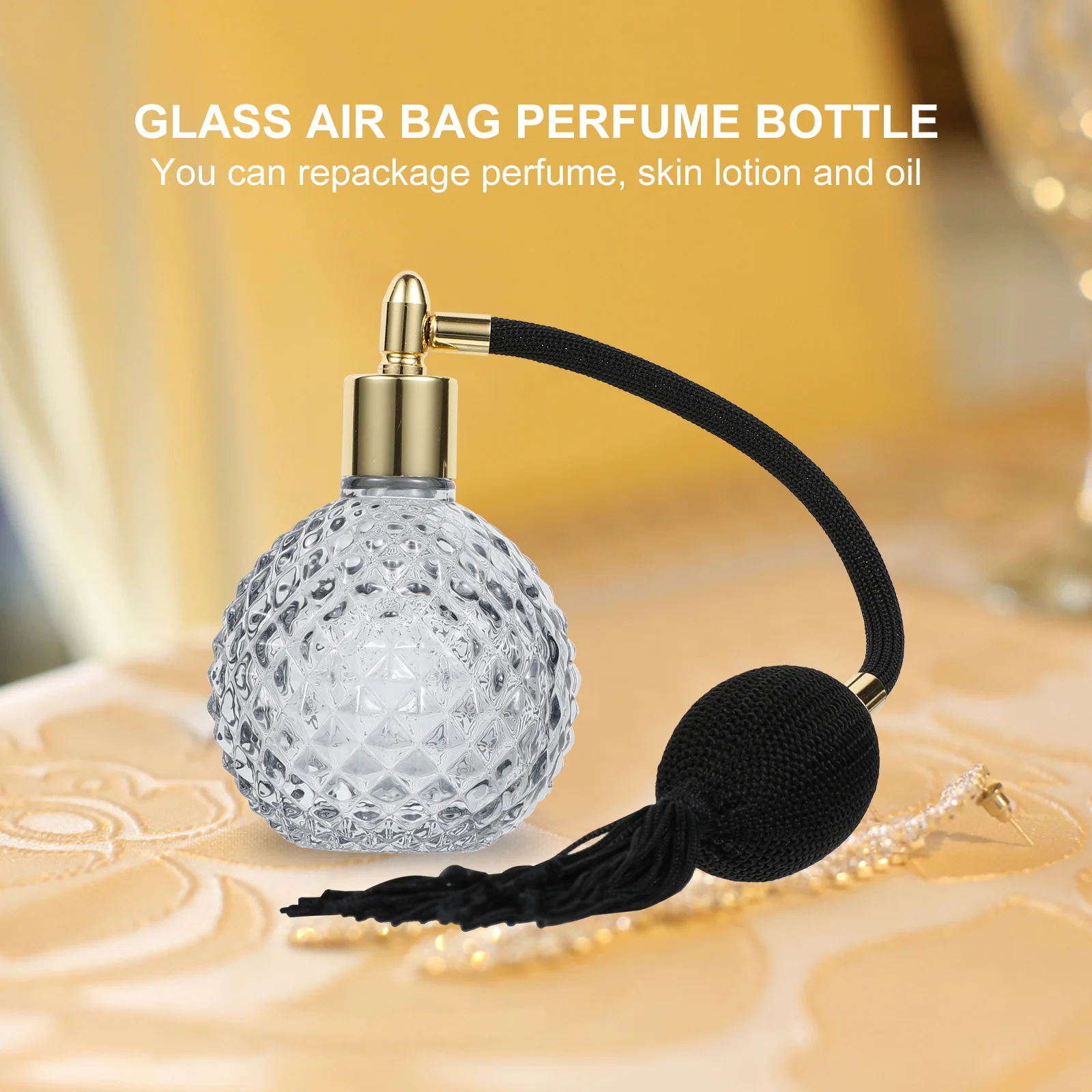 

2Pcs Pineapple Pattern Crystal Glass Perfume Spray Bottles Refillable Vintage Atomizers for Perfume Lotion Oil Airbag Sprayers