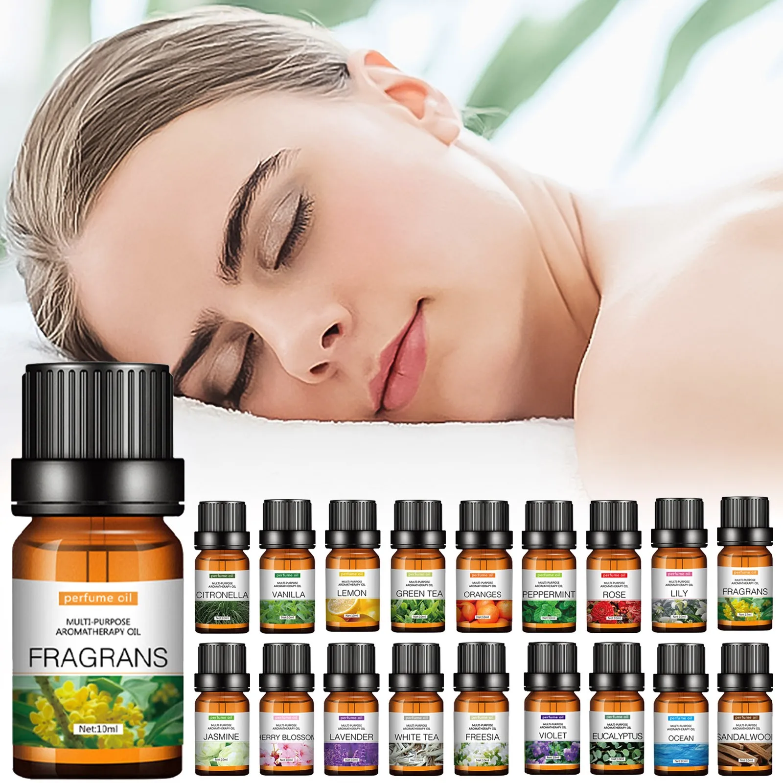 Essential Oil Water Soluble for Aromatherapy Diffuser Humidifier Room Fresheners Stress Relief Rose Lily Lavender Freesia 10ml