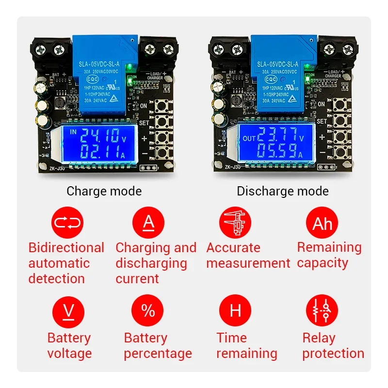 

DC Lithium Battery Charging Control Module Full Power Off DC Voltage Protection Under Voltage Power Loss Protector 6-60V ZK-J30