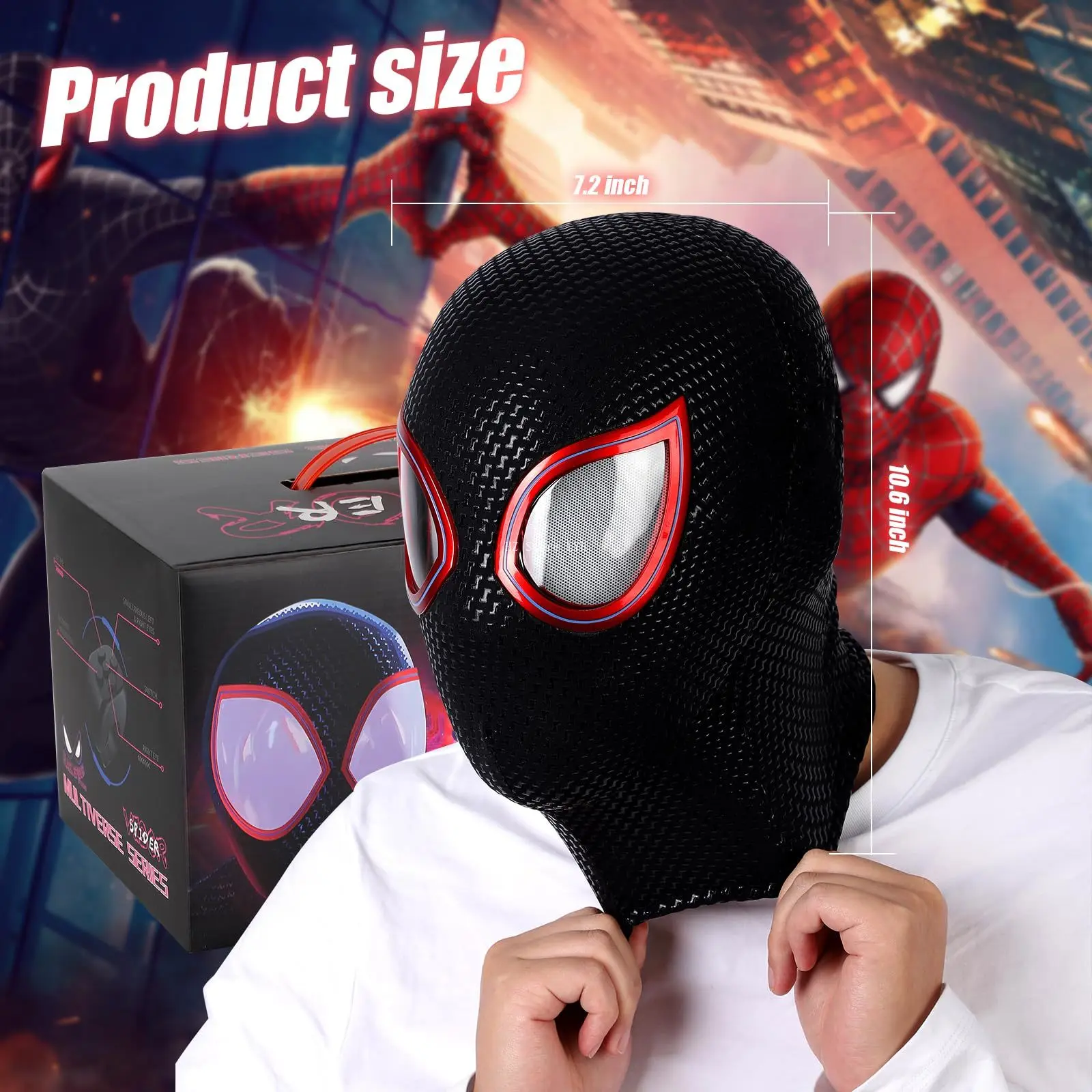 マスカラマイルズスパイダーマンヘッドギアコスプレ動く目電子 