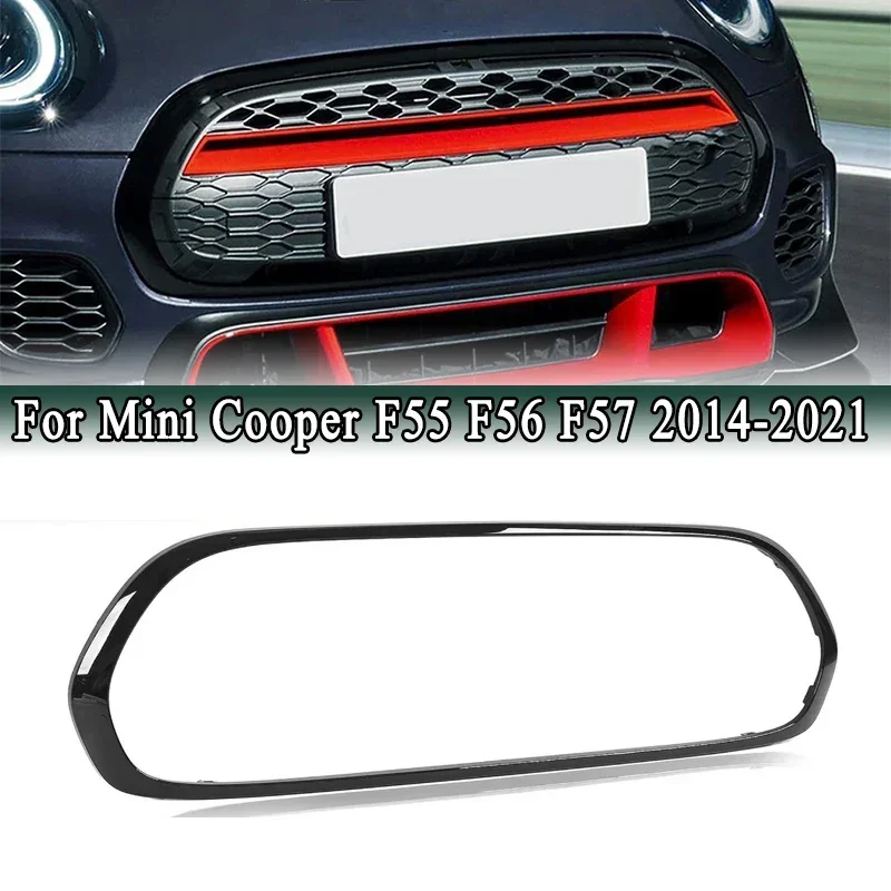 

For Mini Cooper F55 F56 F57 One S JCW 2014-2021 Front Grille Surround Trim Cover Gloss Black Styling Exterior Decoration Trim