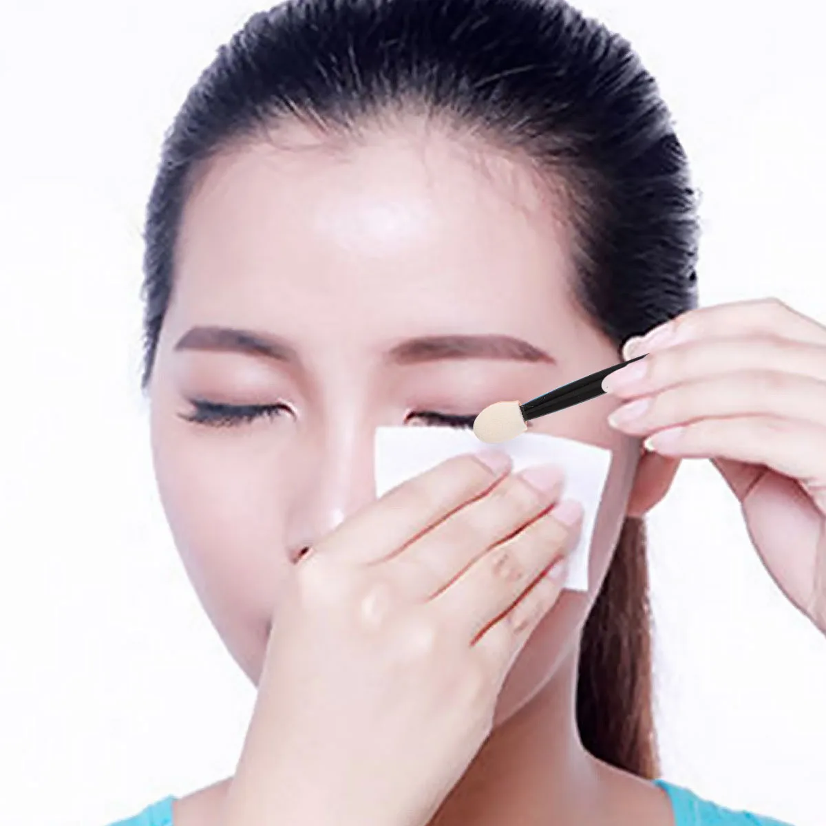 Bâtons d'éponge de fard à paupières jetables Double face, Kit d'applicateurs de maquillage légers pour Application de fard à paupières, de sourcils et de lèvres, 24 pièces