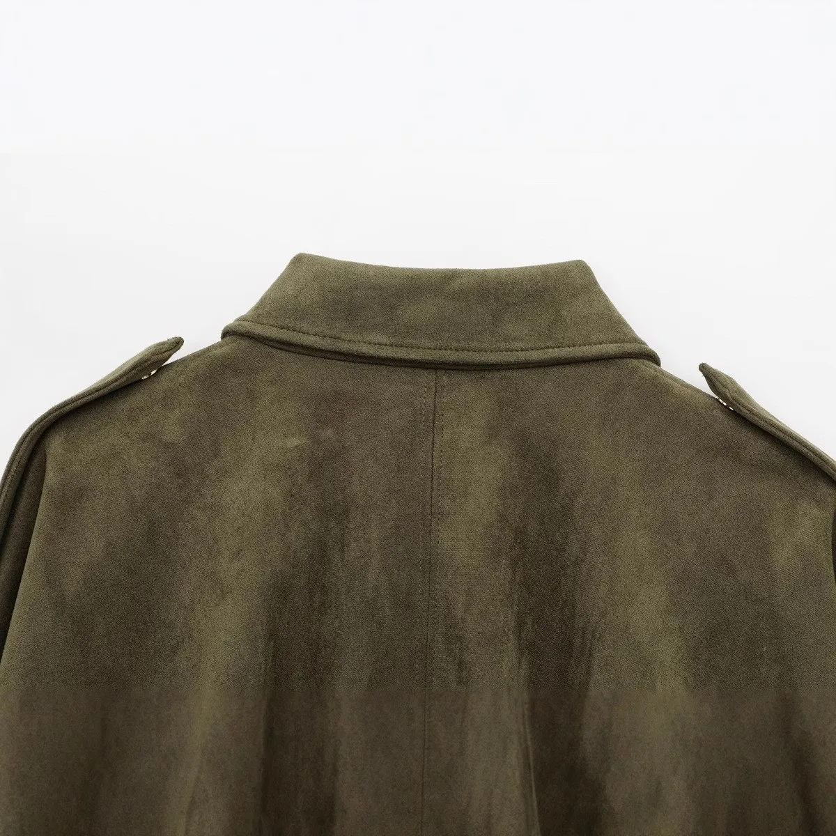 Olive Green Bomber Jacket Zipper Bomber Jackets Suede Oversized Flight Jacket Shoulder Epaulets Pilot Jacket Brown Solid