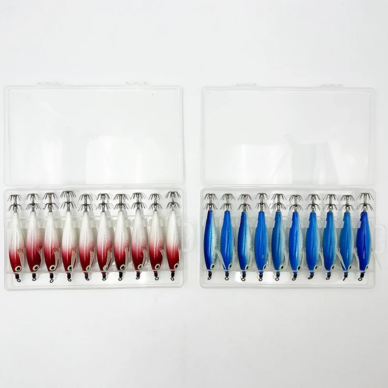 ShareShark 10 Stück/Box Tintenfisch-Angelhaken Oktopushaken Meeresangelhaken Oktopus-Hartköder Laser-Horizontal-Garnelen-Angelzubehör – Detail 5