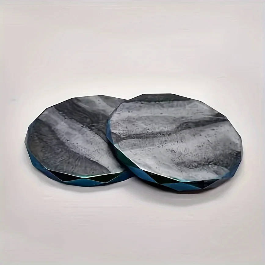 2 pcs sectional round coasters silicone mold irregular crystal drop glue set table coaster resin mold