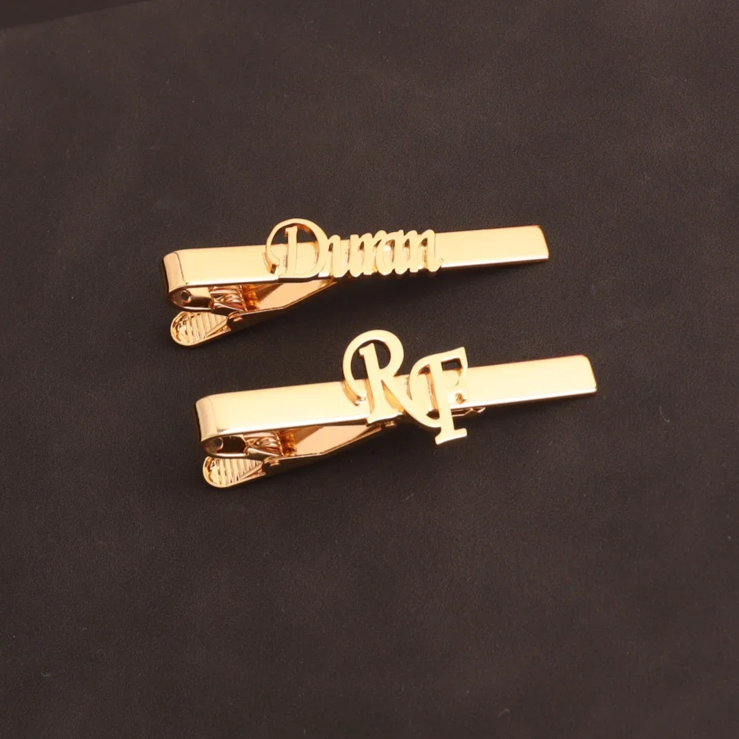 Stainless Steel Custom Initial Tie Clip for Men Personalized Groom Wedding Best Man Jewelry Gift
