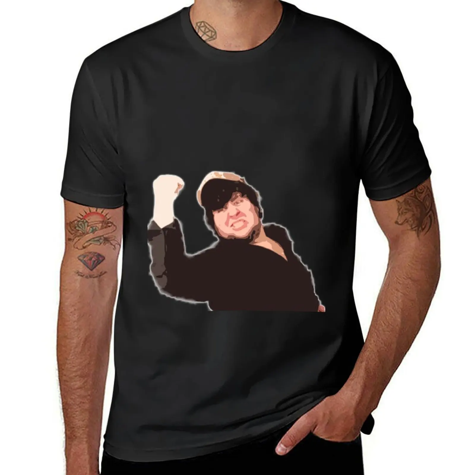 Jontron Victory Pose Cutout filter T-Shirt for a boy korean fashion oversized tshirts for men