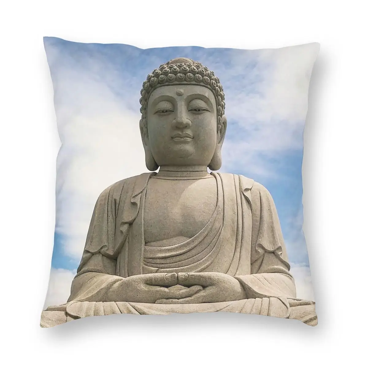 Grey Buddha Statue Pillowcase Printing Polyester Cushion Cover Gift Thailand Pillow Case Cover Home Square 45*45cm