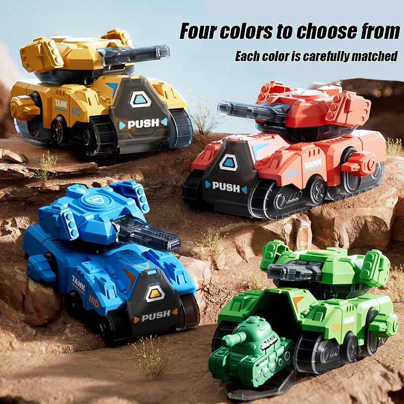 Tank Wiclockwork Toy Kids Toy Simulate Cartoon Tanks Model Wind Up Vehicles Rotatable Tower Interia Cars Plastic Model Boys Gift