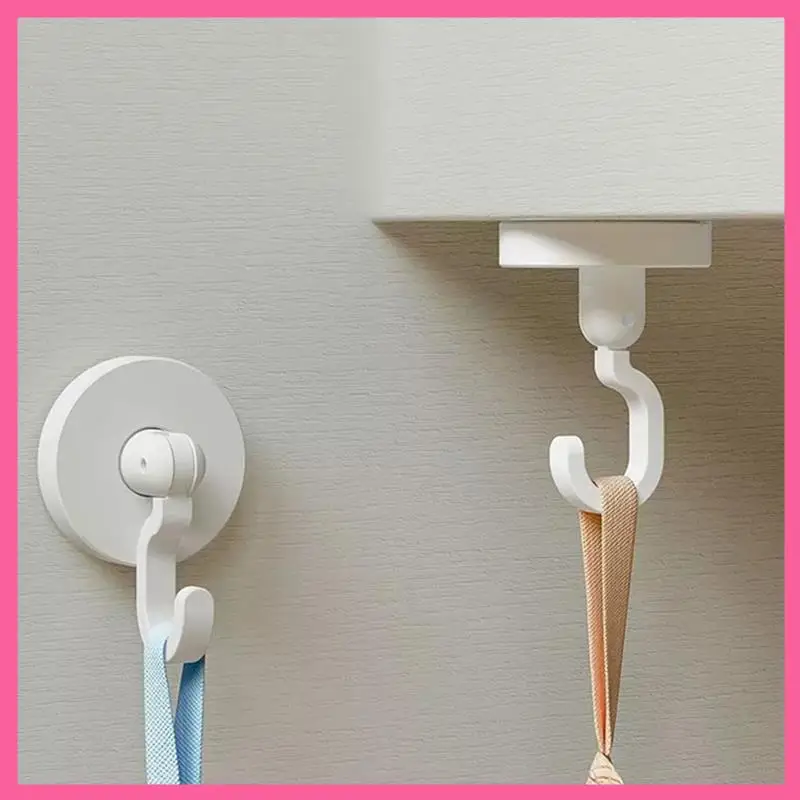

ABNM 18PCS Adhesive Ceiling And Wall Hooks - Round Swivel Spinning Turn 360°/180° No Drill Stick On Hook For Hanging
