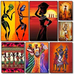 African Traditional Culture Poster Prints For Living Room Home Decor Abstract Africa Tribal Black Woman Canvas Painting Wall Art