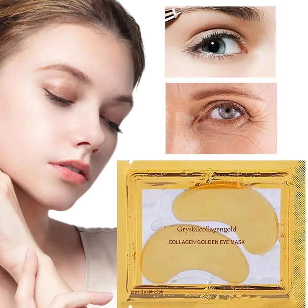 Cristal colágeno máscara ocular, pó de ouro, anti-envelhecimento, olheiras, acne, remendos de beleza, cuidados com a pele, cosméticos coreanos, 10pcs