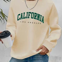 Women's autumn and winter casual loose and comfortable California Los Angeles letter printed round neck long sleeved pullover 3