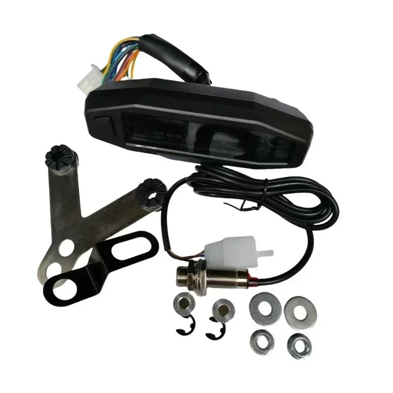 12V Digital Tachometer Waterproof LCD Screen Odometer Motorcycle Speedometer with Turn Light KMH/MPH Oil Gauge