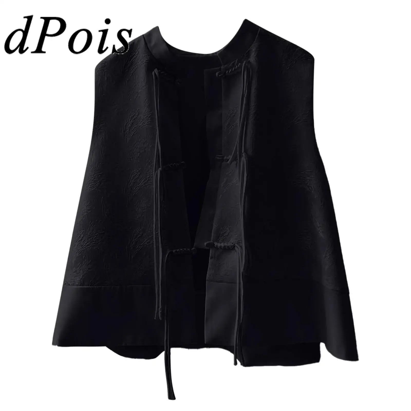 

Женский изысканный жаккардовый жилет с китайскими пуговицами и воротником Cheongsam без рукавов с разрезом подол, майка, жилеты, топы Cheongsam