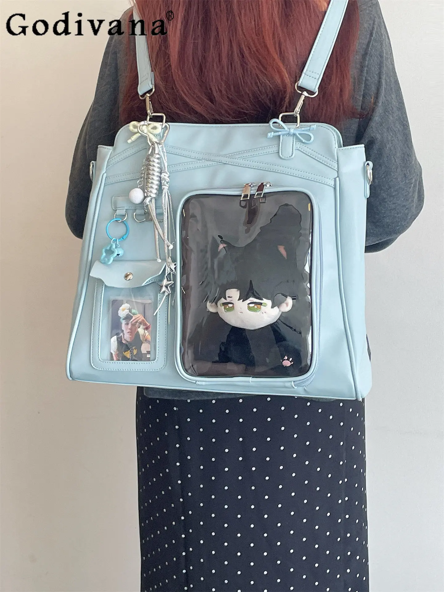 Two-dimensional Japanese Sweet Cute Pain Bag Light Blue 20cm Baby Bag Large Capacity Casual Versatile Star Chasing Backpack