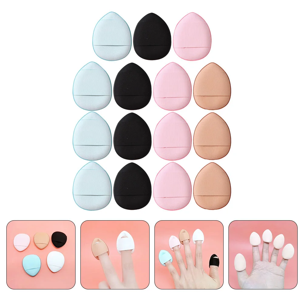 15 Pcs Mini Finger Puff Facial Foundation Puffs Makeup Tools Powder Concealer Blender Women Hydrophilic Polyurethane Miss