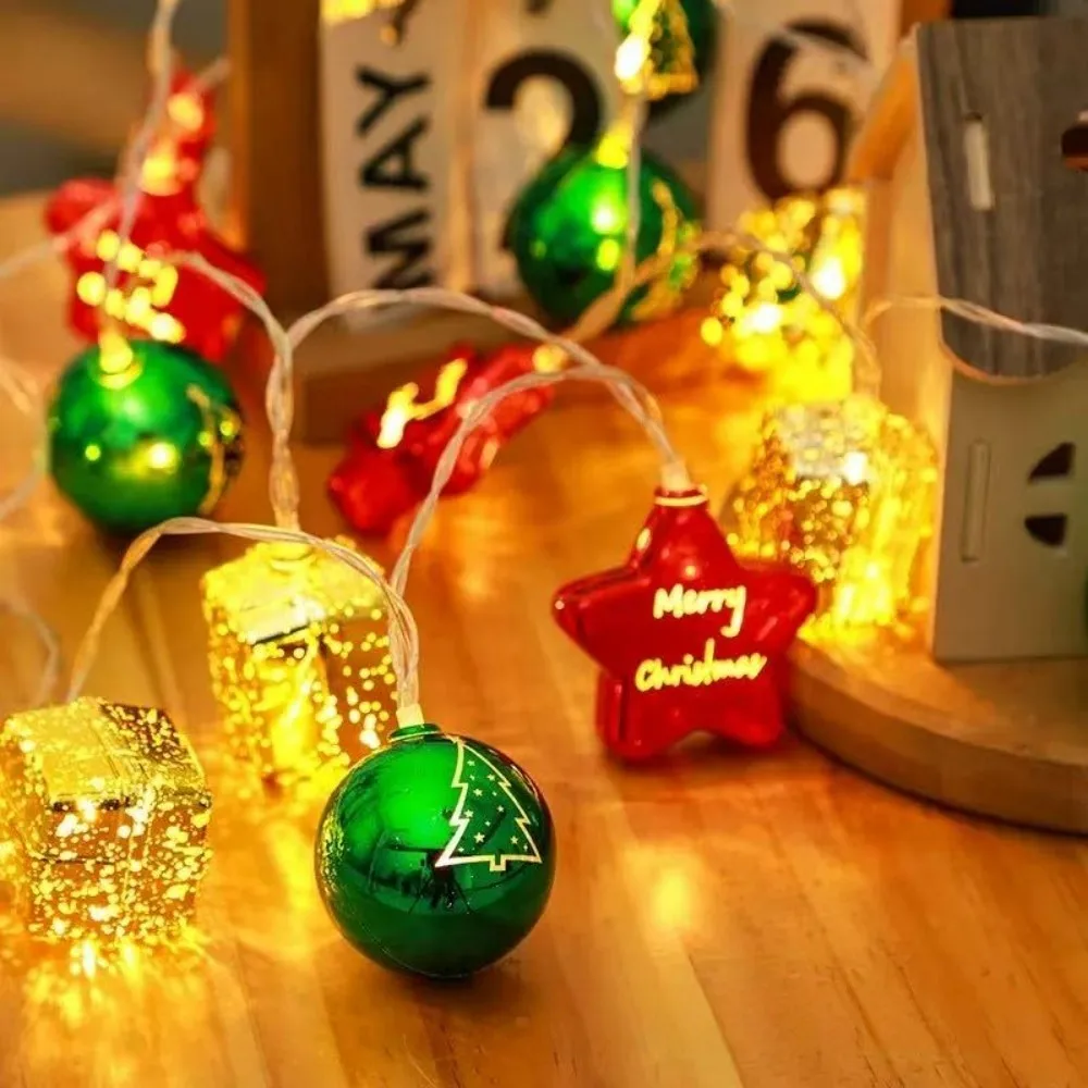 1PC 1.5M/3M Battery Powered Star/Ball Fairy String Lights, Christmas LED Sphere Decor, Warm Glow Indoor Holiday Party Lighting