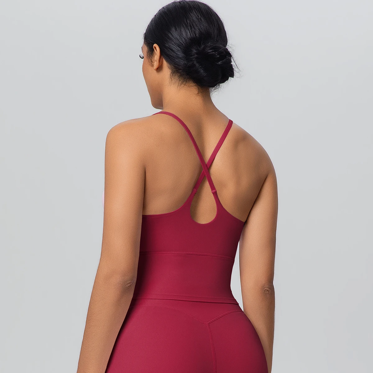 1PC Solid Color Soft Cross Backless Women Fitness Yoga Bra Vest High Strength Shockproof Gym Sports Top Push Up With Chest Pad