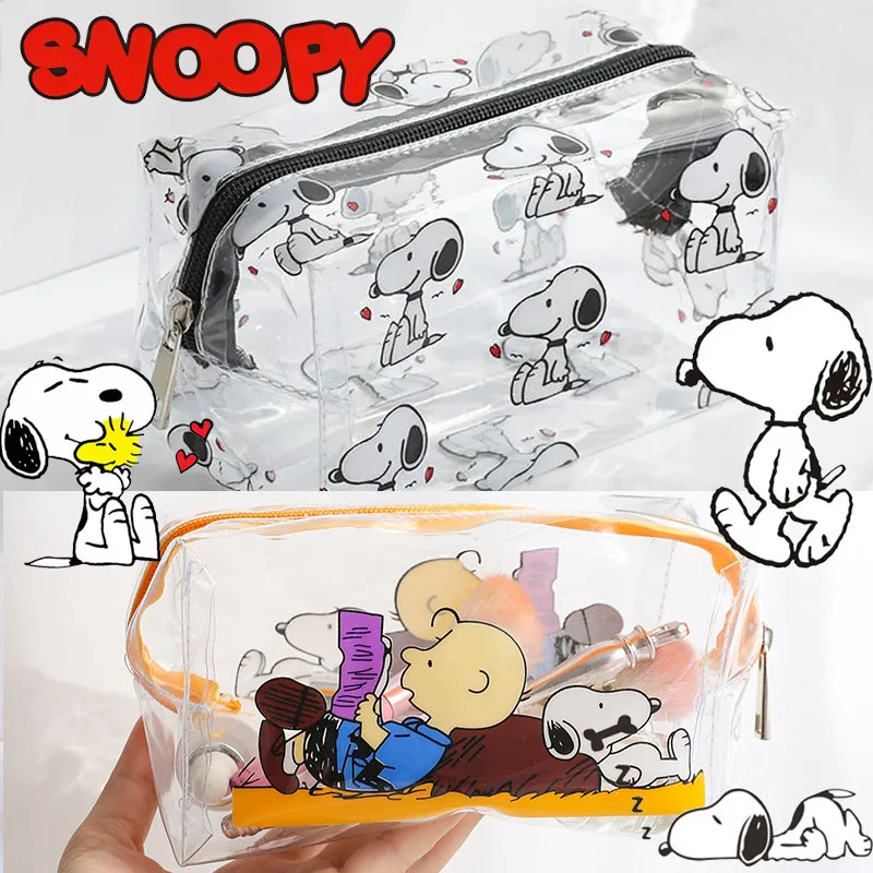 Snoopy Storage Bag Cute Cartoon borsa per il trucco trasparente astuccio per matite di grande capacità borse per cosmetici regali per bambini