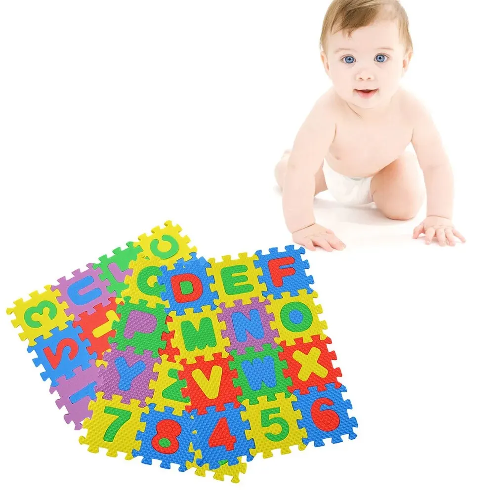Tapete do jogo de espuma para o bebê, brinquedo educativo, esteira do jogo, auto-montar, rastejando Pad, alfabeto, A-Z Letters, puzzle numeral, colorido, 36pcs