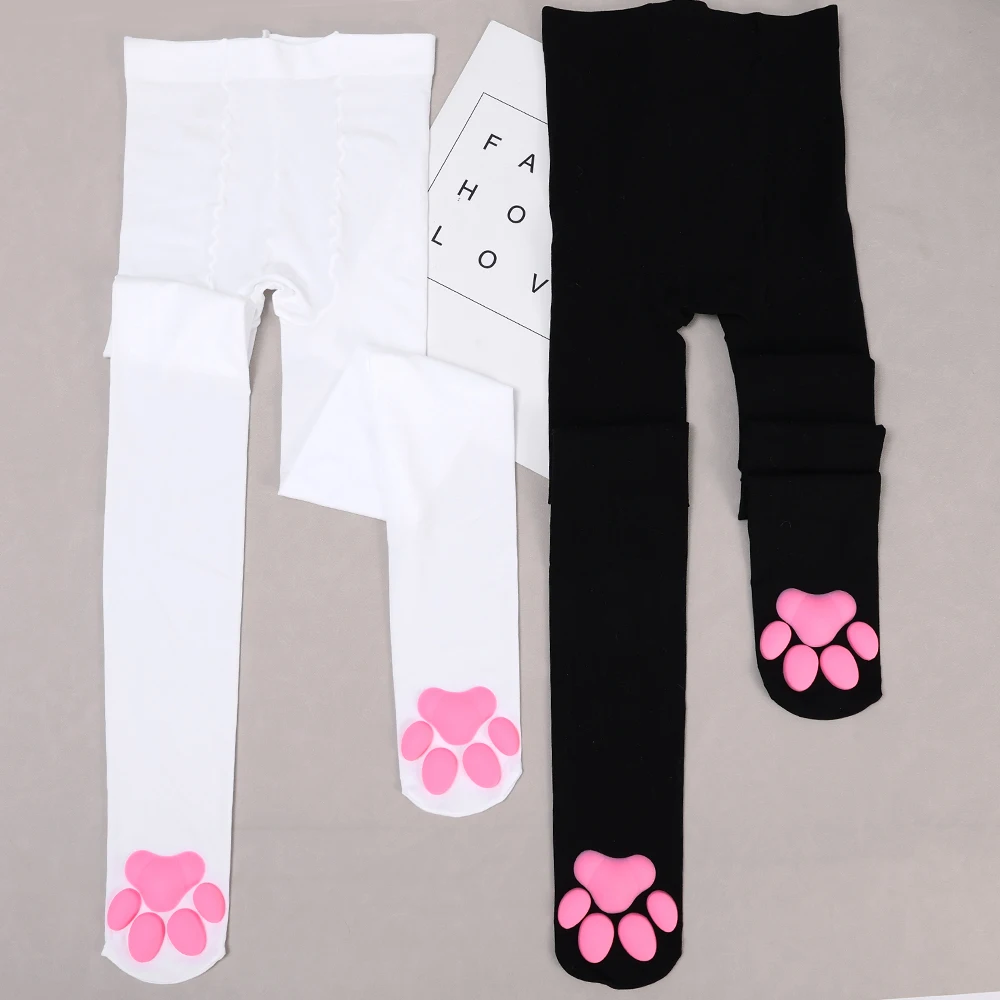 Cat Paw Thigh High Socks Golves Sleeves Cute Soft 3D Toe Beans Stocking Mittens Kitten Claw Pad Socks for Girl Women Cosplay Set