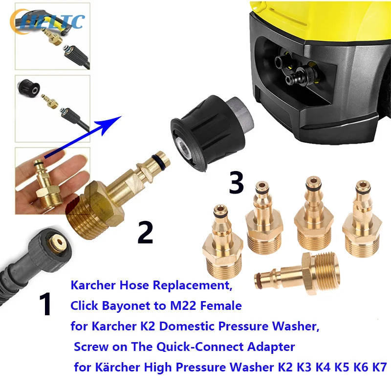 1pc M22-Male 220 bar/3200 Psi M22 Adaptador Conversor de Conexão Rápida Mangueira Para Karcher LAVOR STIHL Nilfisk Pistola de Lavagem de Alta Pressão