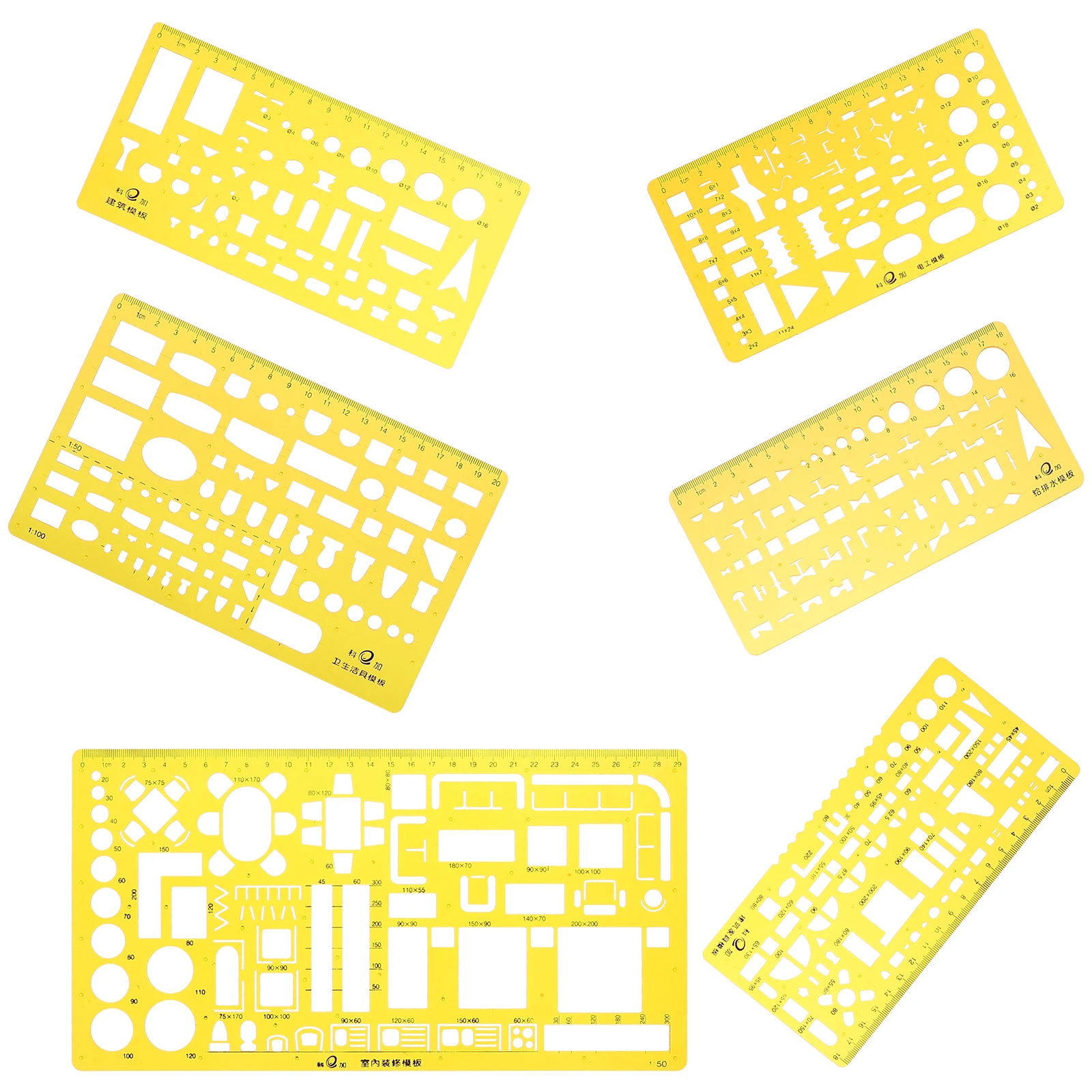 

6 Pcs Drawing Ruler Architects Tools Straight Centimeters Scale Designing Templates Curve