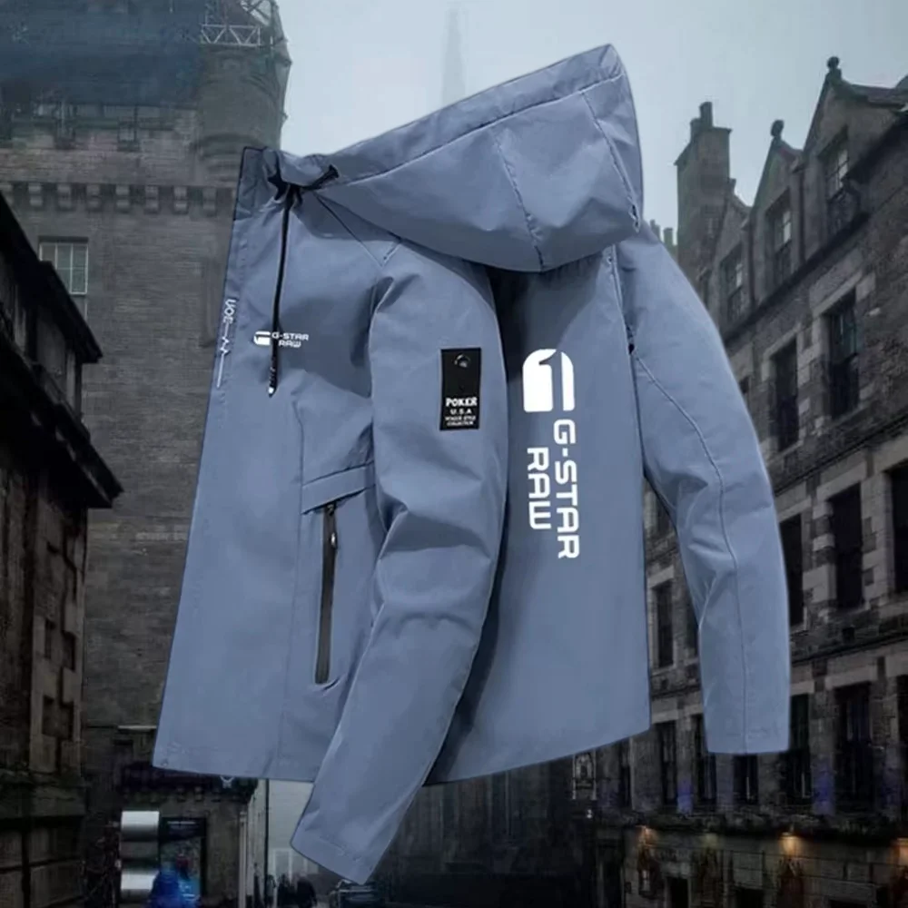 Autumn luxury brand exquisite printed zipper hooded jacket fashionable men's daily street walking exercise casual windproof top